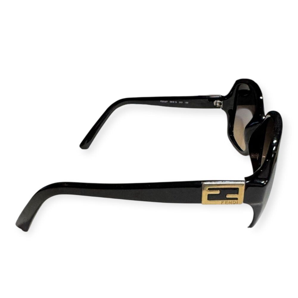 FENDI Oval Sunglasses FS5227 Gloss Black Frames Brown Lenses 56-15-130mm VTG - Picture 5 of 8
